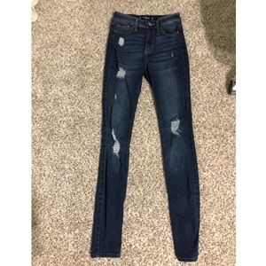 Dark blue hollister ripped jeans
